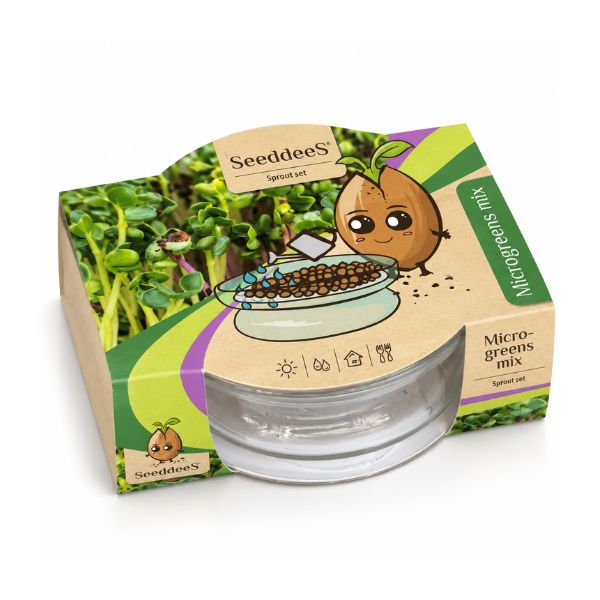 SeeddeeS® kiemgroente mix- Glazen schaal